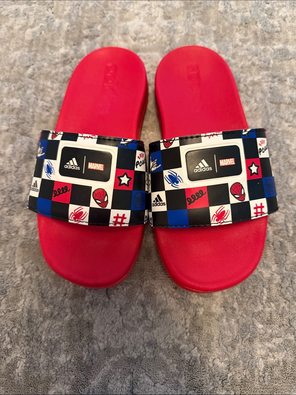 adidas Kids Red Spider-Man Graphic Slide Sandals